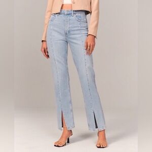 Abercrombie & Fitch 90s Straight Ultra High Rise Jeans with Split Hem Front